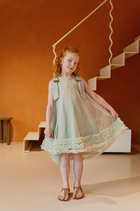 Abito in tulle Demelza: Verde / 5-6 ANNI